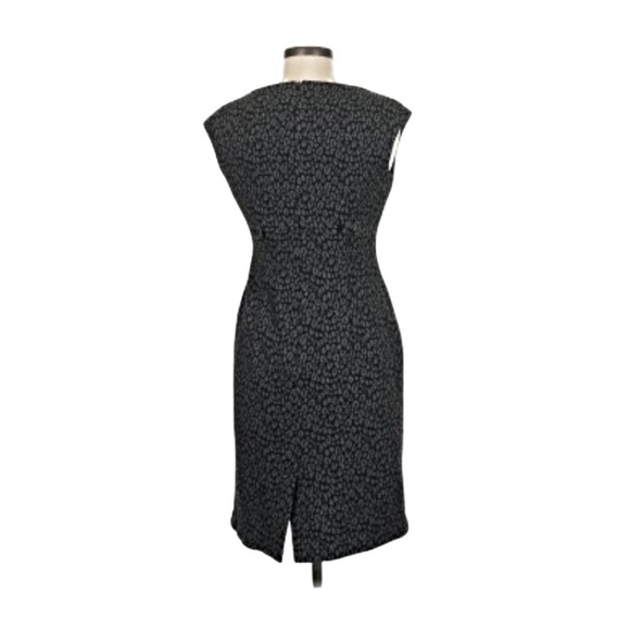 Calvin Klein Black Grey Leopard Print Mock Neck Sleeveless Sheath Dress Women's - Picture 2 of 4